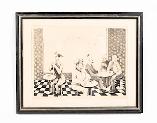 Benny Andrews, Lithograph, "New York Cafe"