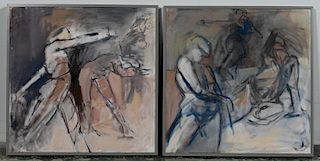 Pair, Abstract Nudes, O/C, Rachel Harper
