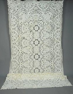 FIGURAL CUTWORK and EMBROIDERED BANQUET CLOTH, c. 1930.