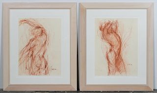 Pair, Large Gail Foster Figural Drawings