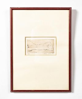 Milton Avery Signed Etching, Reclining Nude