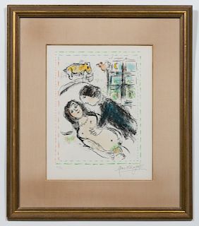 Marc Chagall Pencil Signed Litho, "L'Hymenee"