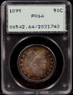 Graded PCGS Coin 1895 50C Barber PR 64, Proof