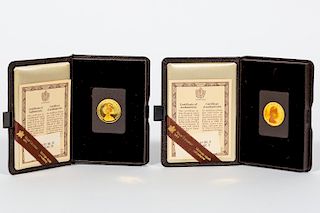 Two 1980 $100 Gold, Canadian Proof Coins