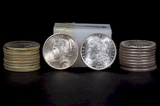 Silver Morgan 1882 $1 & Peace $1 1925, 20 Total