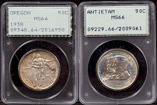 2 Silver Half Dollar Coins, Antietam & Oregon