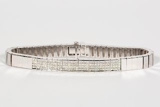Men's 14k White Gold & Diamond Modern Bracelet