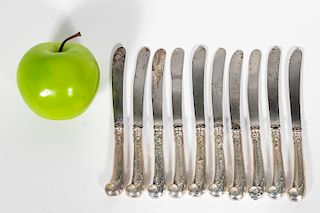 Set, 10 English Georgian Silver Fruit Knives