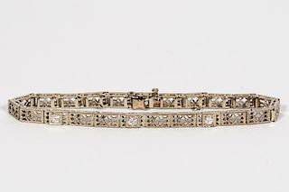 18k White Gold & Diamond Filigree Bracelet