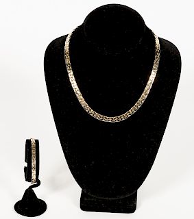 2 PC 14k Two-Tone Gold Necklace & Bracelet Set