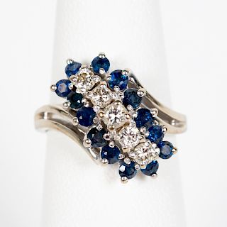 14k White Gold, Diamond, & Sapphire Ring