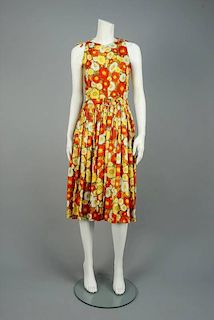 TRAINA-NORELL PRINTED SILK DRESS, 1950s.