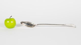 Large English Georgian Silver Strainer Spoon