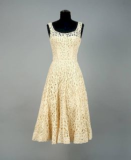 CEIL CHAPMAN FAUX RAFFIA SUMMER DRESS, 1950s.