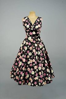 FLORAL PRINTED SUMMER DRESS, 1950s.