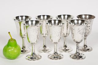 Set, Seven Wallace Sterling Silver Goblets