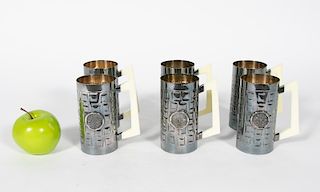 Set, 8 Mexican "Cerveza" Sterling Silver Beer Mugs