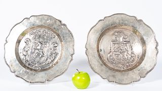 Two Similar Plated Chargers w/ Armorial Bearings