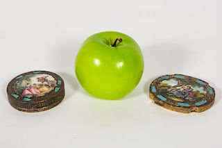 Two "800" Gilt Silver & Enameled Compacts