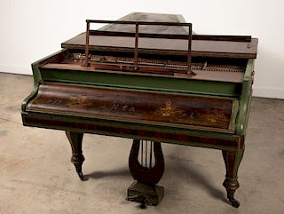 Steinweg Green Chinoiserie Motif Piano, 19th C.