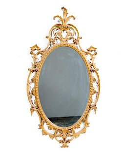 Continental Oval Rococo Style Giltwood Wall Mirror
