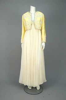 EVENING DRESS and JACKET with SOUTACHE and SEQUINS, 1960s.