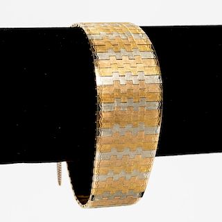 Ornate, Italian Two Tone Gold Link Bracelet