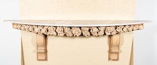 Grinling Gibbons Style Wood & Marble Top Console