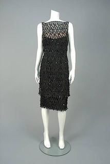 BEADED SILK COCKTAIL DRESS, 1960s.