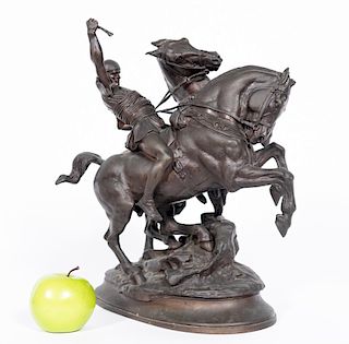 E.Fremiet, "Cocher Romain" Figural & Horse Bronze