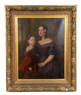 Oil on Canvas, Portrait of Mother and Daughter
