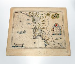 Early American East Coast Map, Willem Bleau