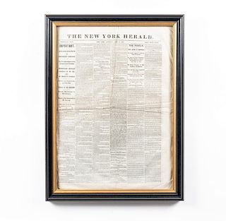 Framed NY Herald Lincoln Assassination Newspaper