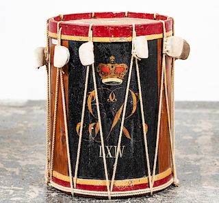 British 64th Regiment of Foot Painted Drum Table