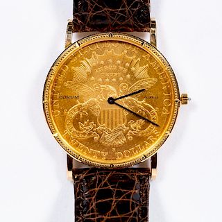 Corum 18K US 1904 $20 Gold Coin Watch, Alligator