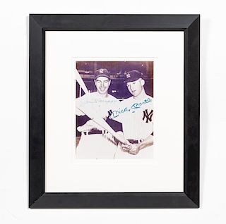 Framed DiMaggio & Mantle Autographed Photograph