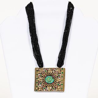 Vintage Pendant w/ Rubies, Emeralds, Sapphires