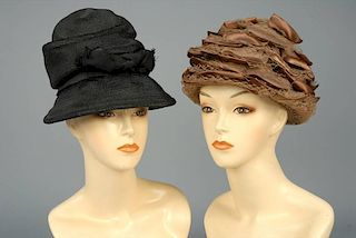 TWO CHRISTIAN DIOR SUMMER HATS, MID 20th C.