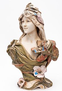 Royal Dux Porcelain Bust of Lady, "A Naiad"