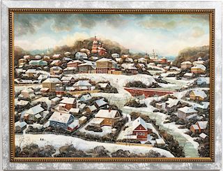 Aleksandr Sedov, Oil on Canvas, Russian Village