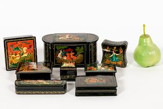 8 Russian Lacquered Boxes, Heroes & Fairy Tales