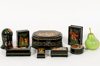 8 Russian Lacquered Boxes, Fairy Tales, Palekh