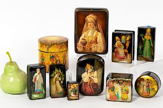 10 Russian Lacquered Boxes, Traditional Costumes
