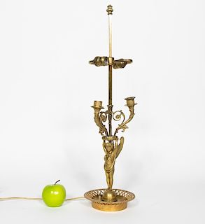 19th Figural Bronze Dore Bouillotte Lamp