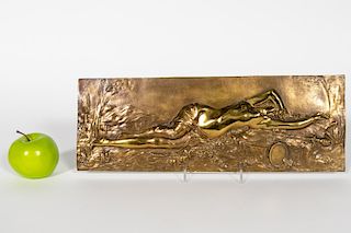 Art Nouveau Nude Bronze Plaque, Style Of Bergman