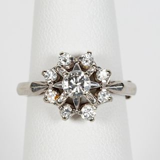 18k White Gold & Diamond Floral Motif Ring