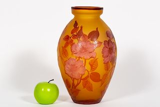 French Art Nouveau Style Art Glass Vase