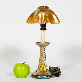 Tiffany Studios Gold Favrile Candlestick Lamp