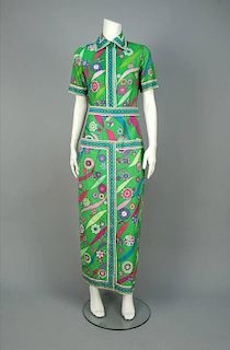 PUCCI PRINTED COTTON BLOUSE and SKIRT, c. 1970.