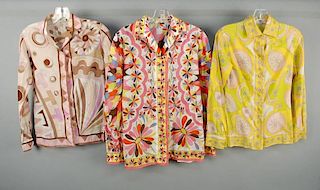 THREE PUCCI PRINTED COTTON BLOUSES, c. 1970.